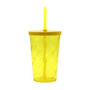 COPO 550 ML ESPIRAL COM TAMPA E CANUDO – AMARELO