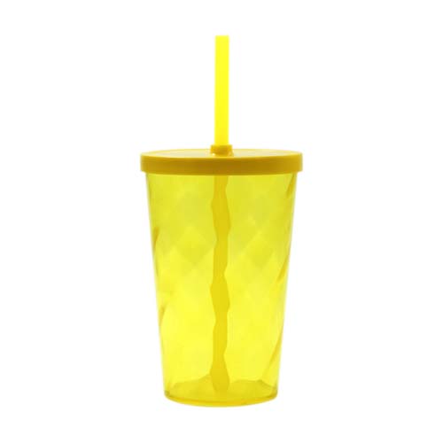 COPO 550 ML ESPIRAL COM TAMPA E CANUDO – AMARELO