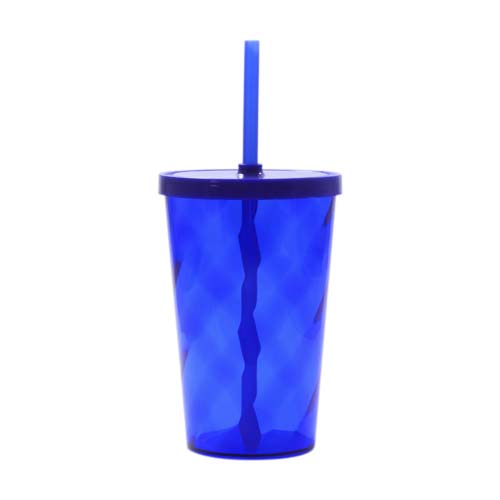 COPO 550 ML ESPIRAL COM TAMPA E CANUDO – AZUL