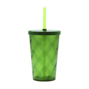 COPO 550 ML ESPIRAL COM TAMPA E CANUDO – VERDE