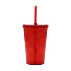 COPO 550 ML ESPIRAL COM TAMPA E CANUDO – VERMELHO